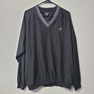 Ashworth Mens V-Neck Golf Windbreaker Pullover Jacket Black Large AM29